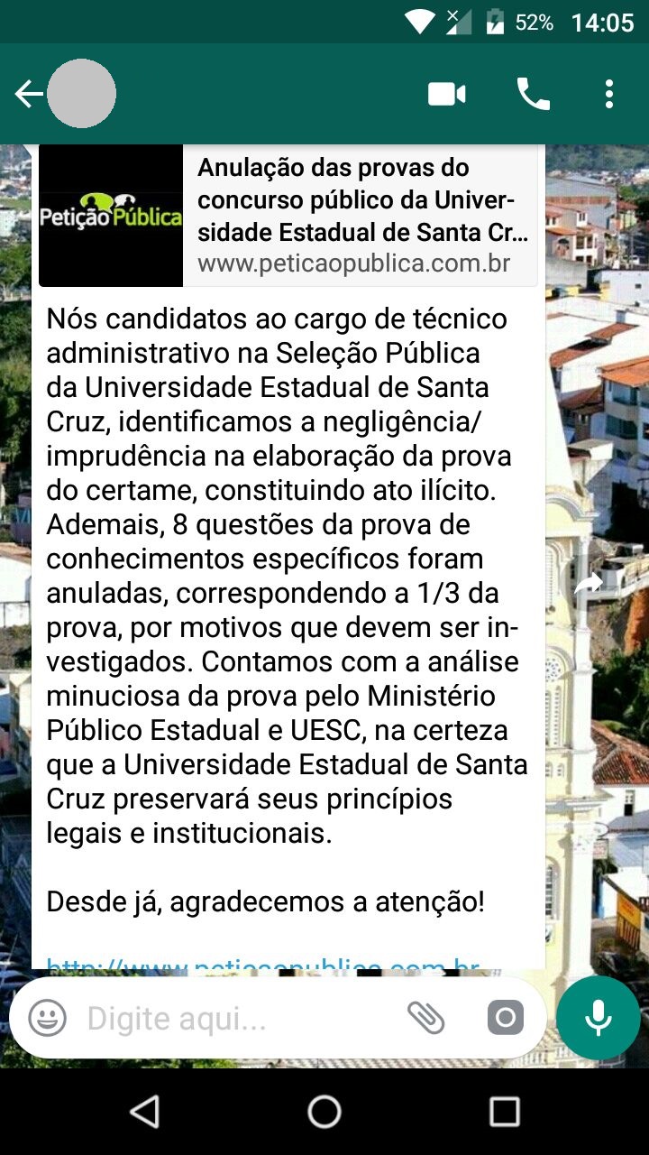 Print petição contra concurso uesc whatsapp
