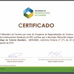 Certificado de turismo Ilhéus