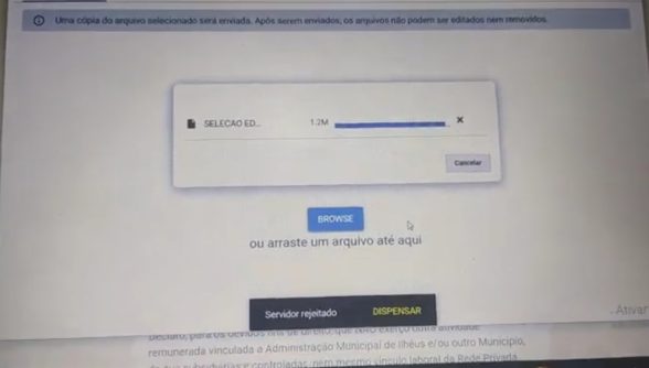 Formulário da seleção da educação
