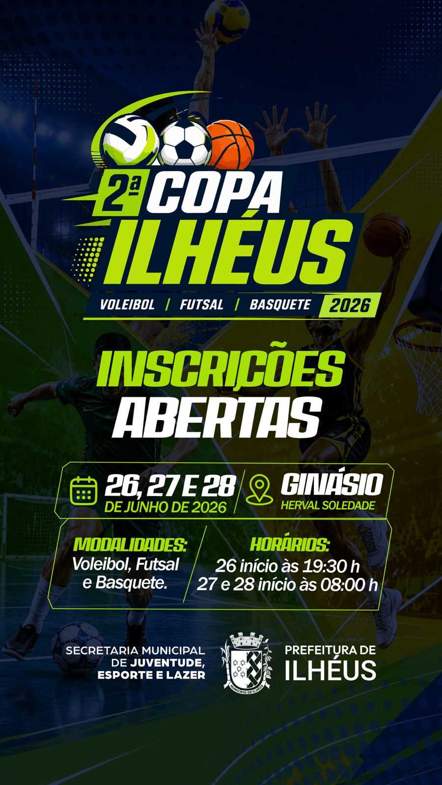Copa voleibol, basquete e futsal